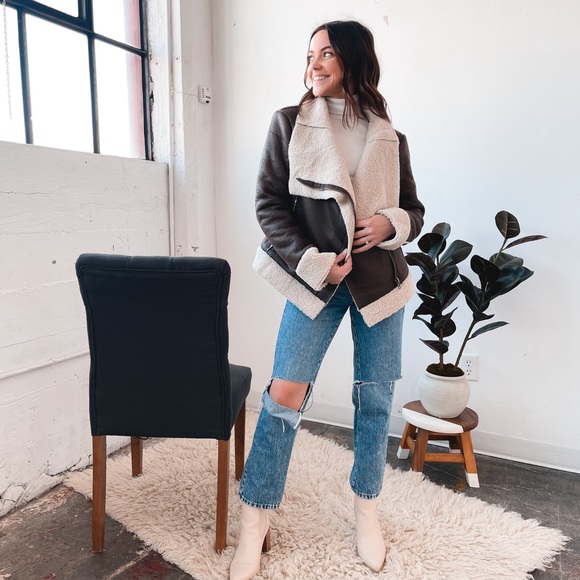 Brown Faux Shearling Jacket - Picture 4 of 6